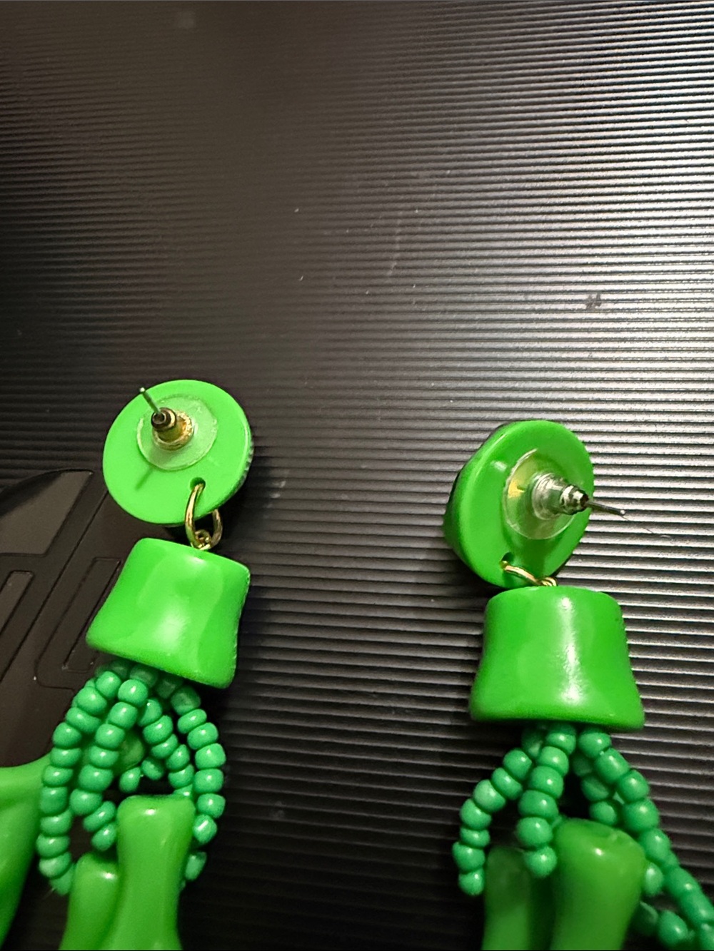 Green Coral Branch Statement Earrings - Picture 3 of 4